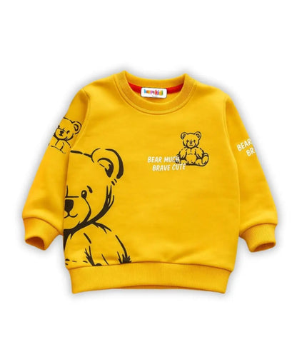 Kids Yellow Fleece Bear Sweatshirt – Cute & Warm Winter Wear