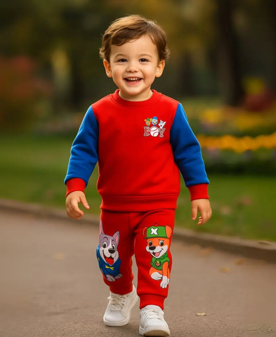Boys Fleece Sweatshirt & Trouser Set – Red PAW Patrol Winter Outfit