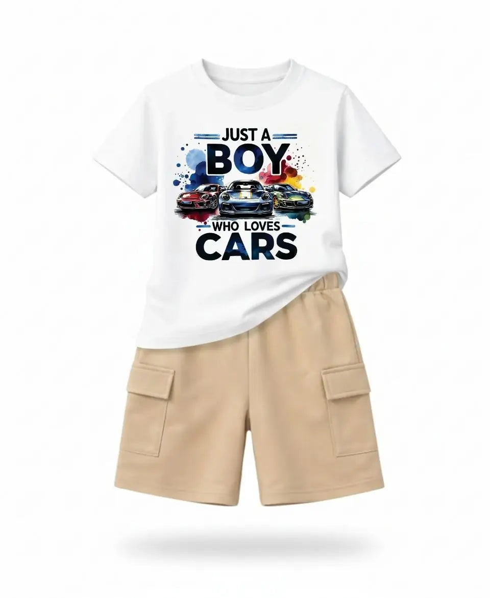 Just A Boy Who Loves Cars Kids Suit Set