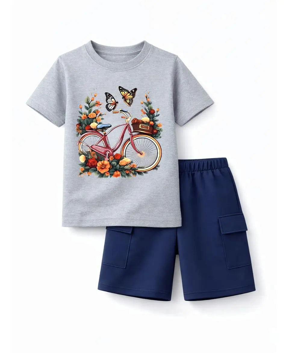 Vintage Bicycle Bloom Kids Suit Set