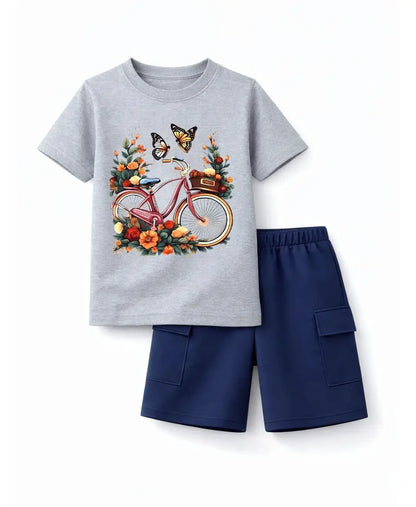Vintage Bicycle Bloom Kids Suit Set