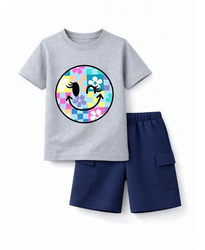 Pastel Smiley Bloom Kids Suit Set