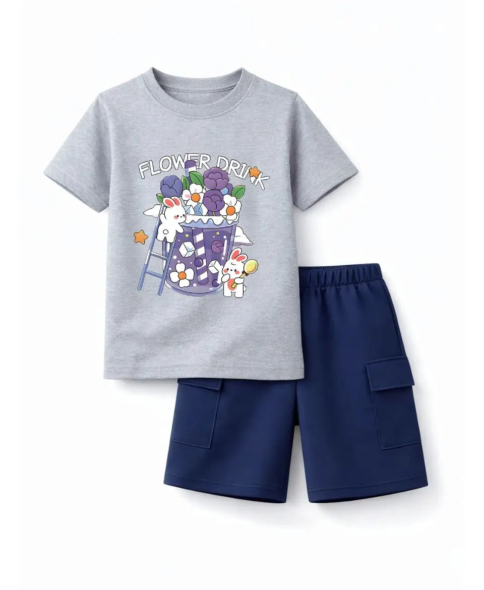 Flower Drink Bunny Suit Set