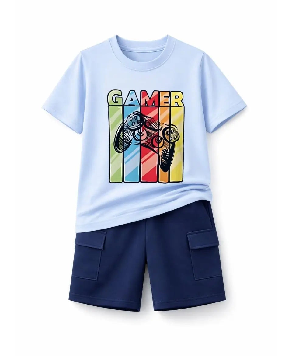 Retro Gamer Stripe Kids Suit Set