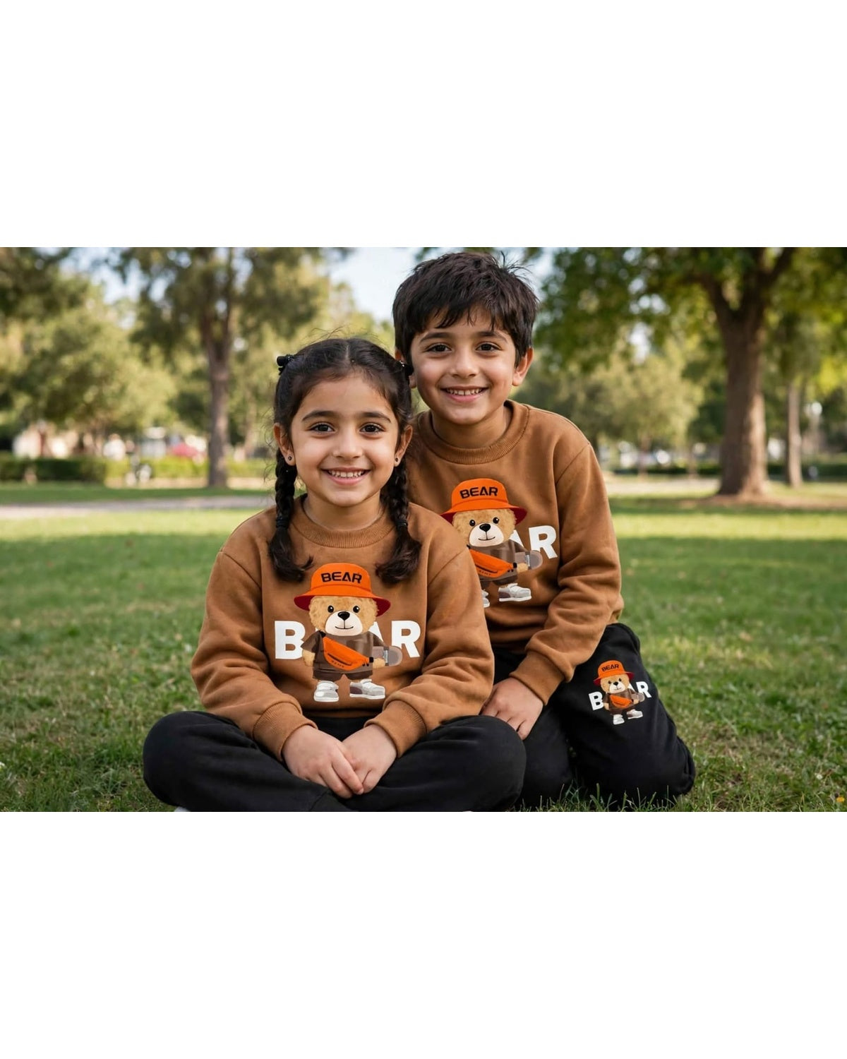 Bear Winter Tracksuit For Kids | Brown & Black 2PC Set