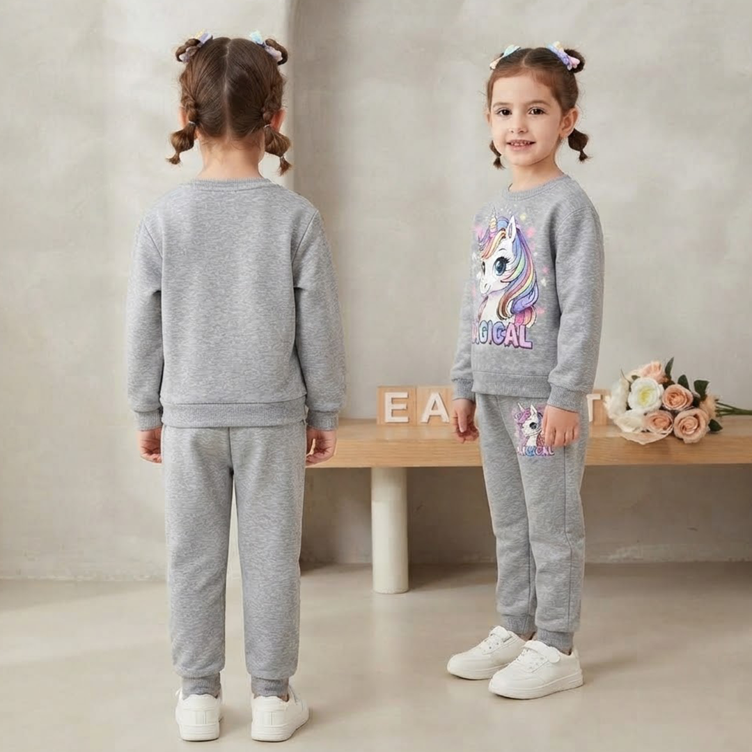 Toddler Girls' "Magical" Unicorn Grey Sweatshirt & Jogger Set