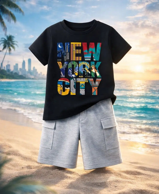New York City Bold Print Kids Suit Set