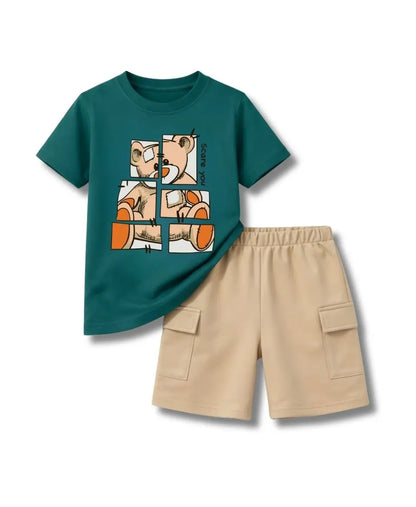 Puzzle Teddy Summer Kids Suit Set