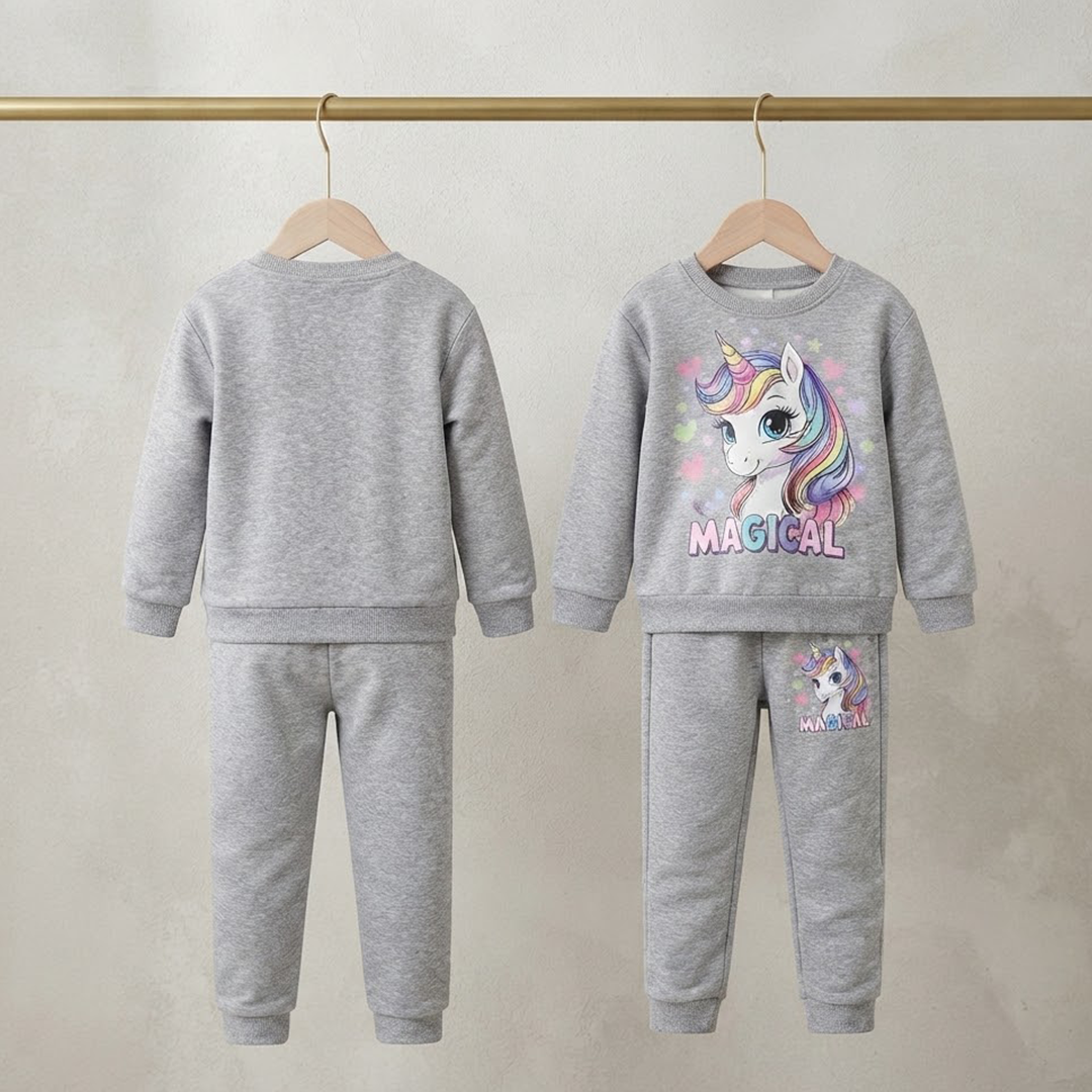 Toddler Girls' "Magical" Unicorn Grey Sweatshirt & Jogger Set