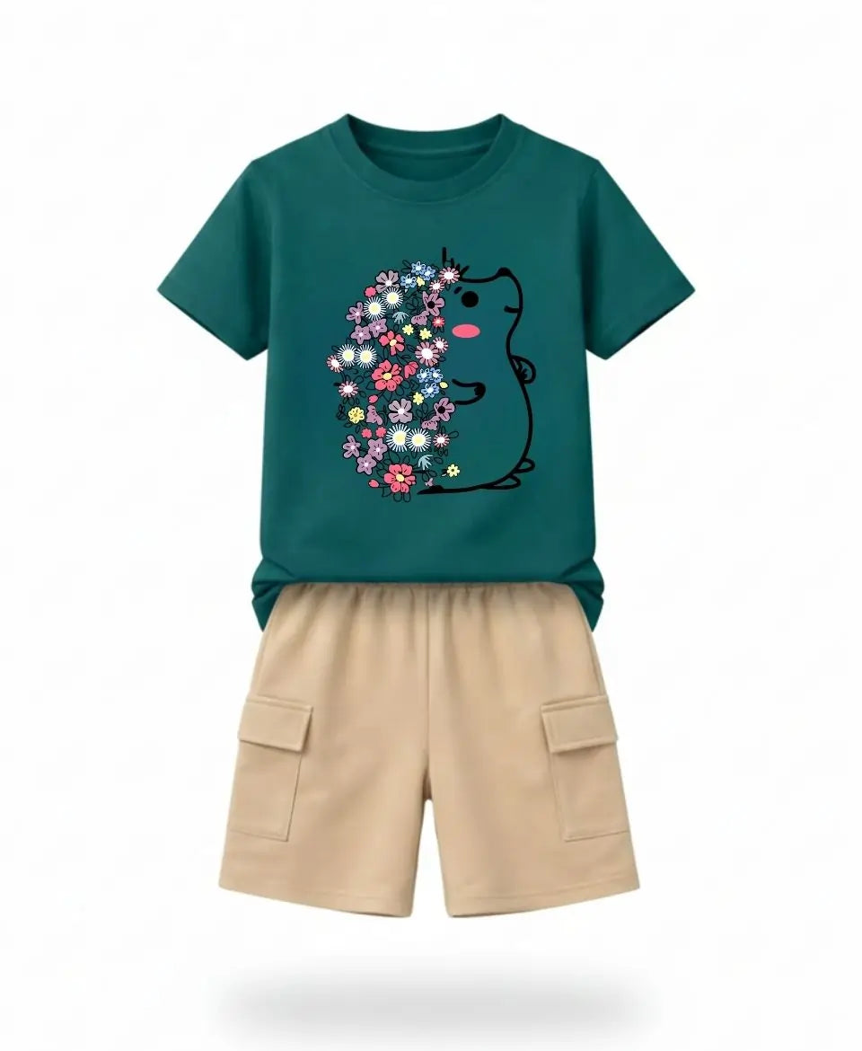 Floral Bunny Charm Girls Suit Set