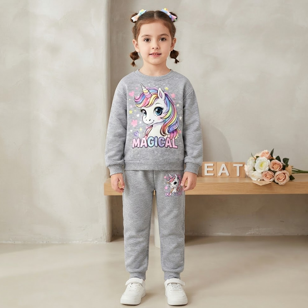 Toddler Girls' "Magical" Unicorn Grey Sweatshirt & Jogger Set
