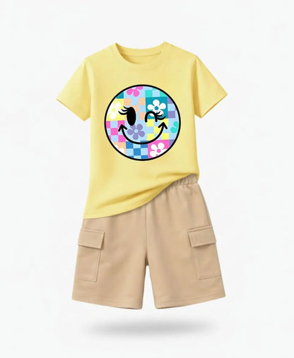 Pastel Smiley Bloom Kids Suit Set