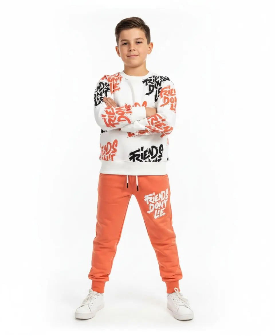 Unisex Cotton Sweatshirt & Trouser Set – Friends Don’t Lie
