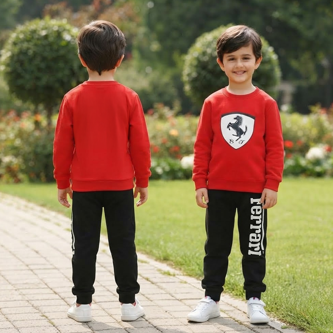Kids' Scuderia Ferrari Red & Black Sweatshirt Jogger Set