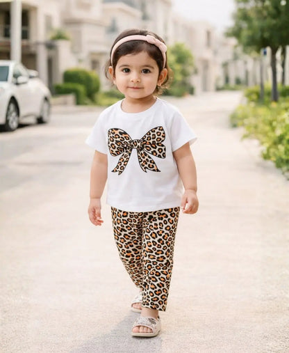Leopard Bow Summer Suit Set