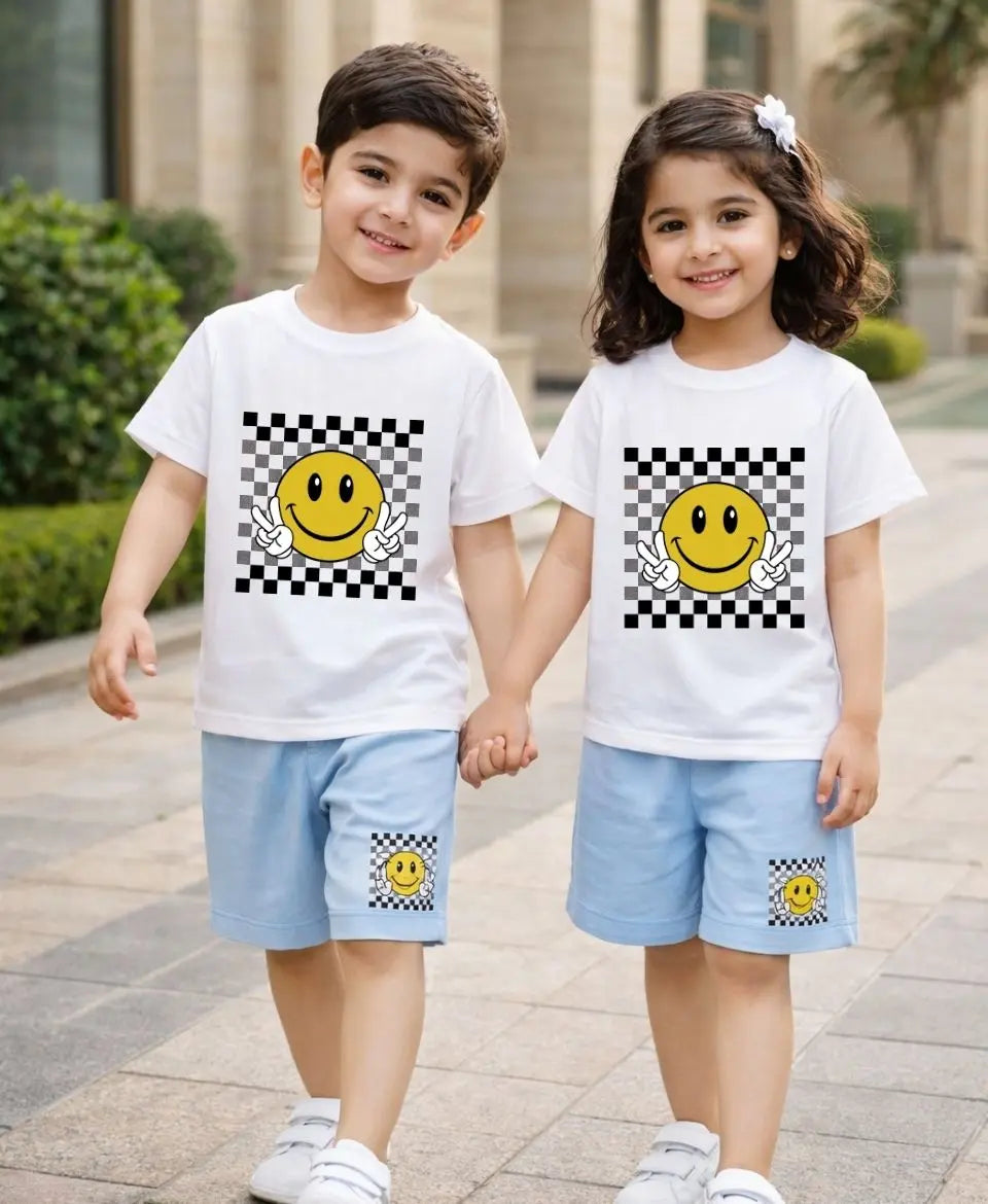 Smiley Checkered Premium Summer Suit Set