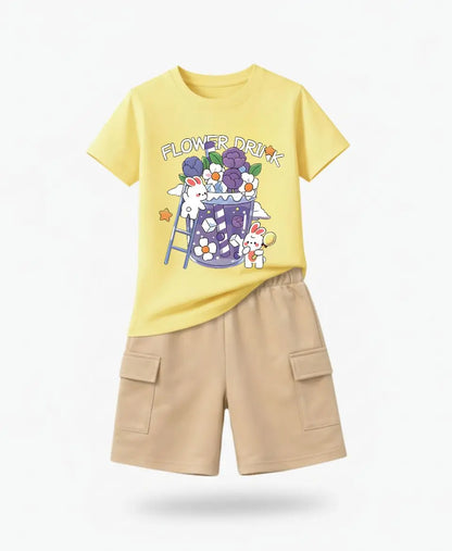 Flower Drink Bunny Suit Set