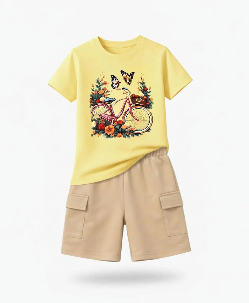 Vintage Bicycle Bloom Kids Suit Set