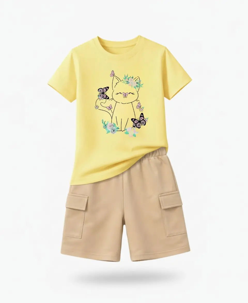 Floral Kitty Kids Suit Set