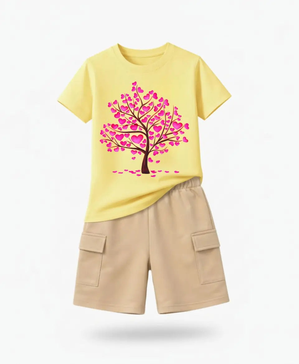 Pink Heart Tree Kids Suit Set