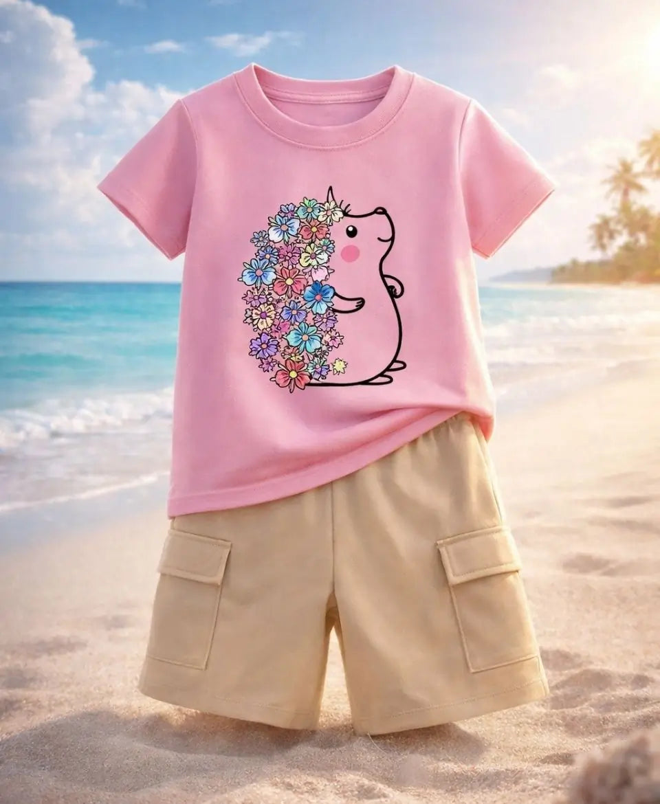 Floral Bunny Charm Girls Suit Set