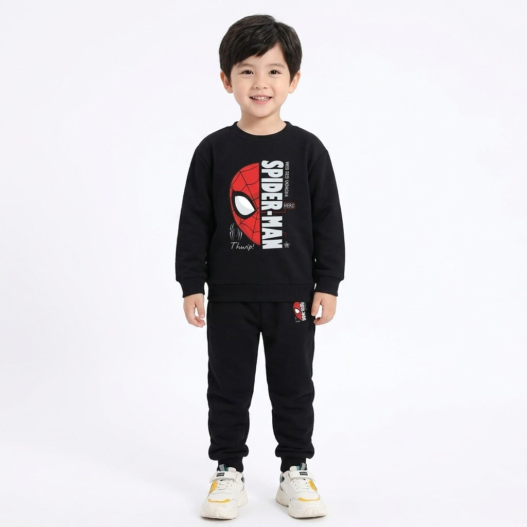 Kids Spider-Man Graphic Black Tracksuit Set