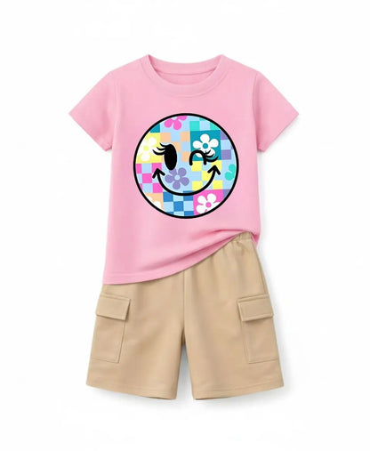 Pastel Smiley Bloom Kids Suit Set