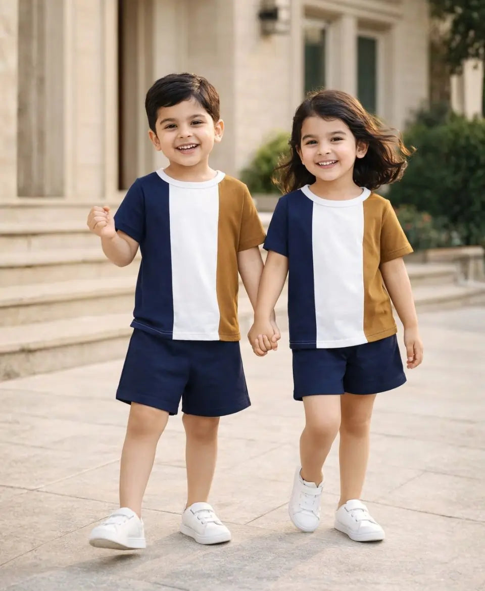 Trio Panel Contrast Suit Set