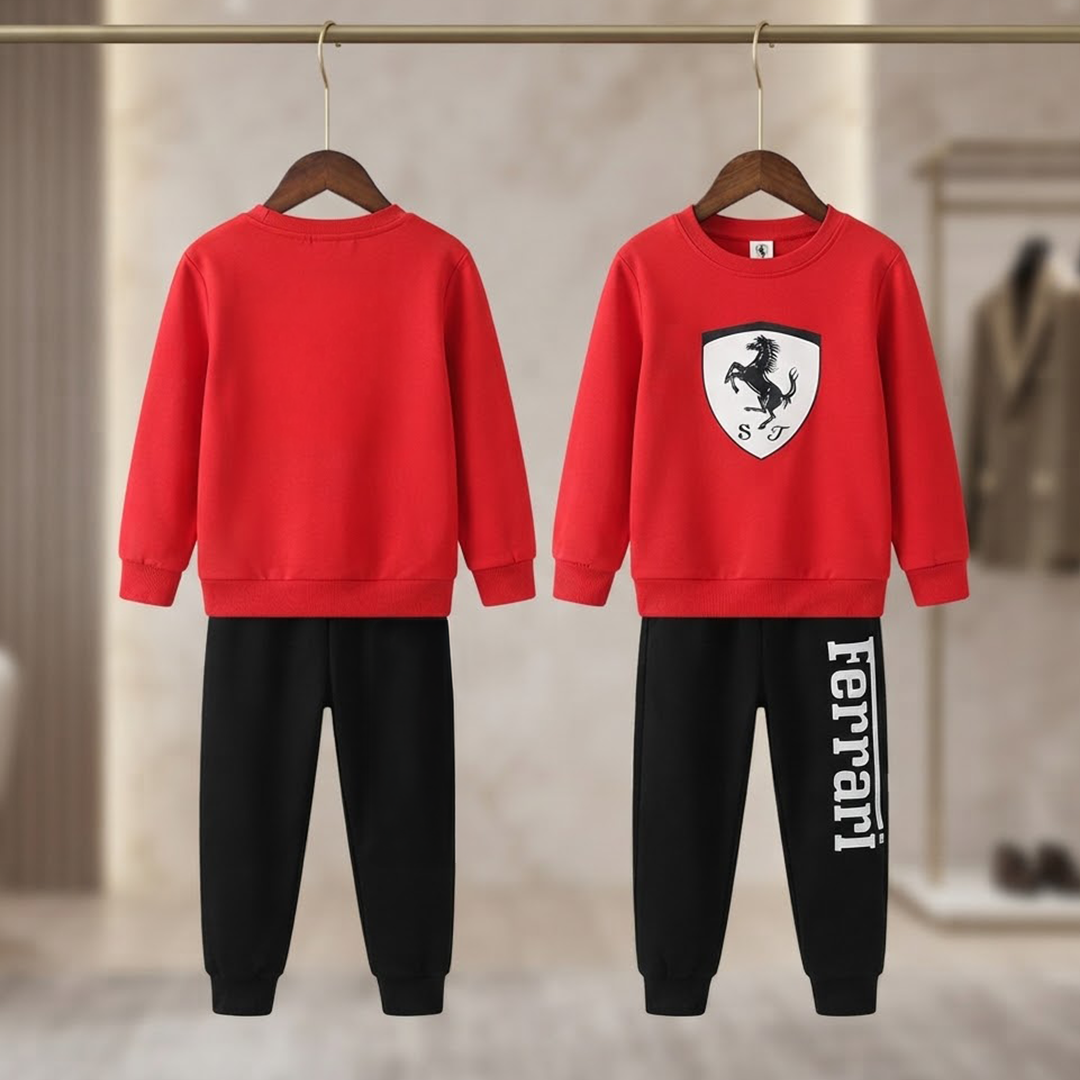 Kids' Scuderia Ferrari Red & Black Sweatshirt Jogger Set