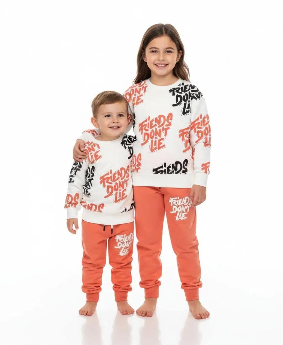 Unisex Cotton Sweatshirt & Trouser Set – Friends Don’t Lie