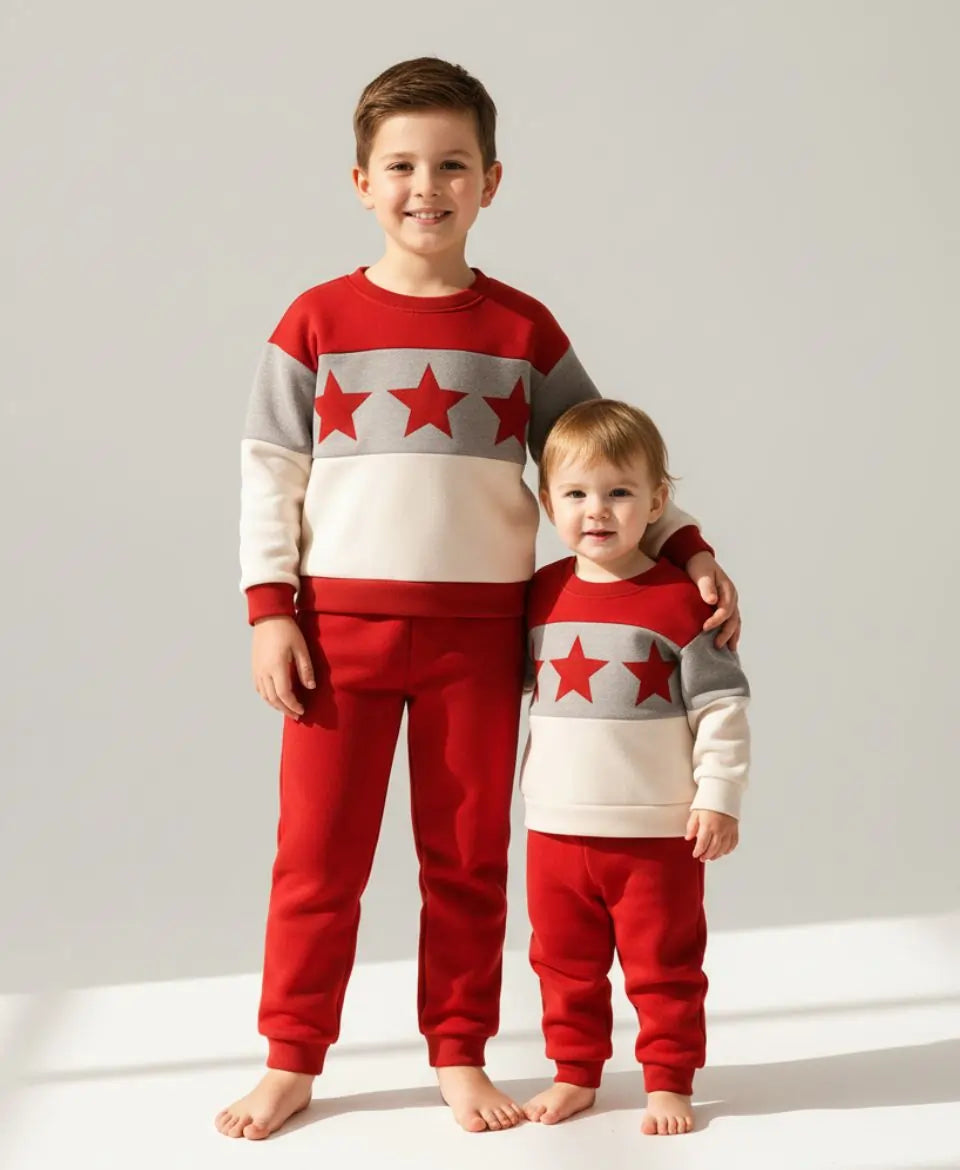 Unisex Fleece Sweatshirt & Pants Set – Red Star Winter Outfit
