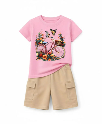 Vintage Bicycle Bloom Kids Suit Set