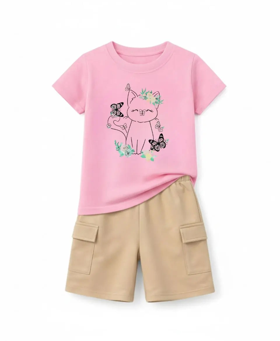 Floral Kitty Kids Suit Set