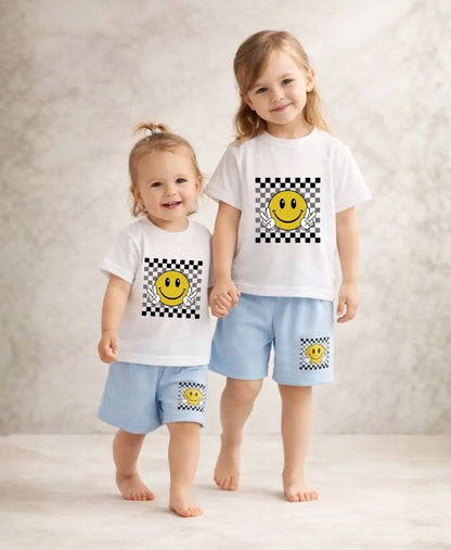 Smiley Checkered Premium Summer Suit Set