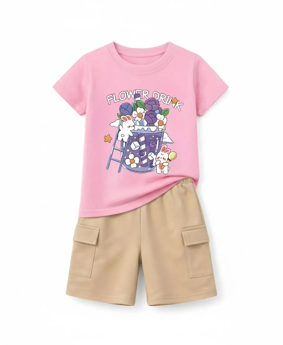 Flower Drink Bunny Suit Set