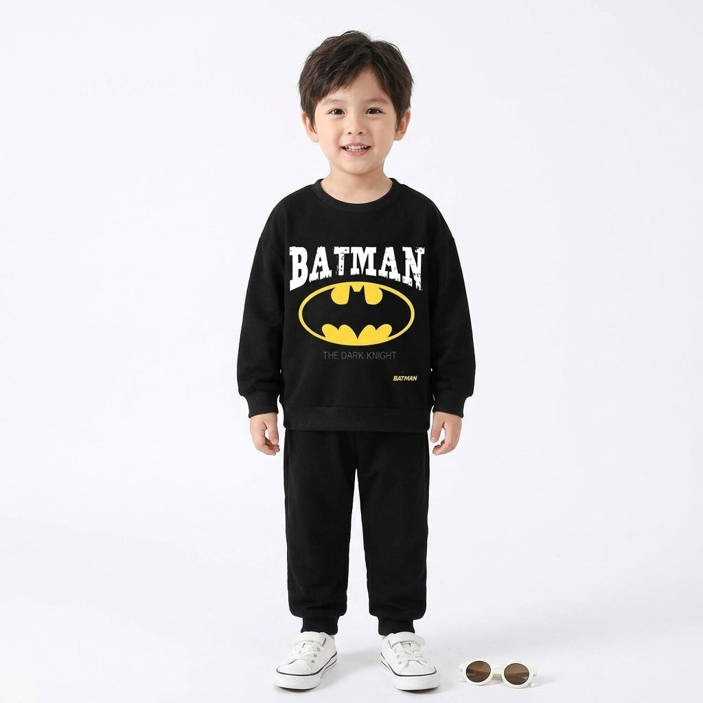 Kids Batman "The Dark Knight" Graphic Black Sweatshirt | Superhero Crewneck Pullover