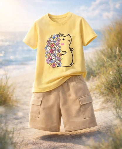 Floral Bunny Charm Girls Suit Set