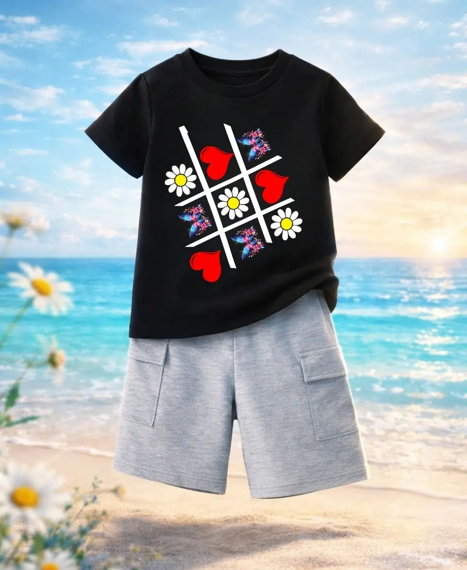 Butterfly Hearts Tic Tac Girls Suit Set