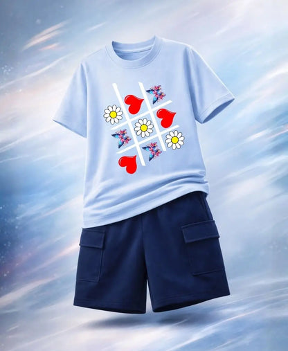 Butterfly Hearts Grid Girls Suit Set