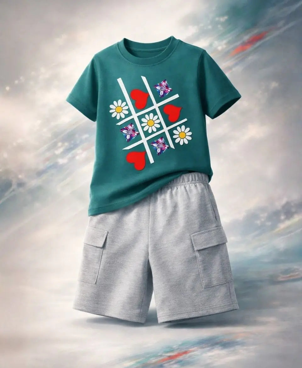 Butterfly Hearts Tic Tac Girls Suit Set