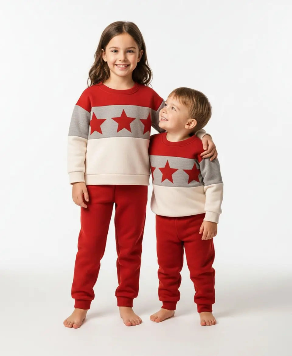 Unisex Fleece Sweatshirt & Pants Set – Red Star Winter Outfit