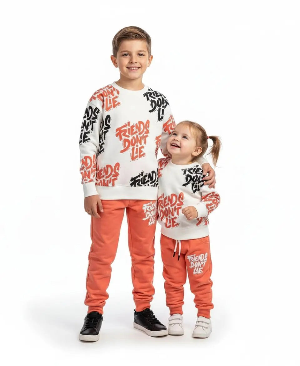 Unisex Cotton Sweatshirt & Trouser Set – Friends Don’t Lie