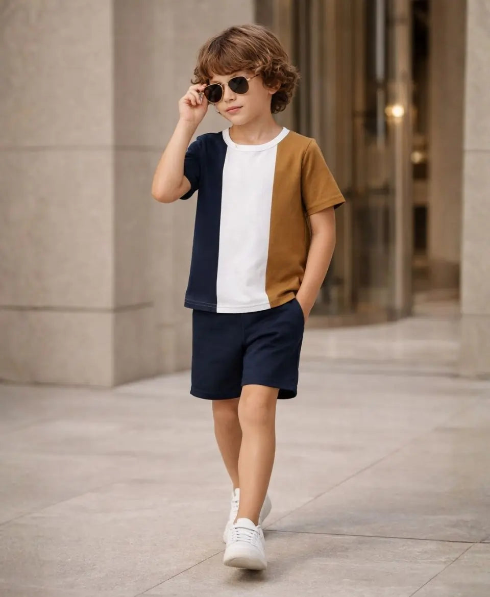 Trio Panel Contrast Suit Set