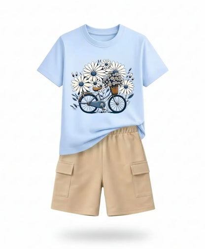 Lavender Daisy Bicycle Girls Suit Set