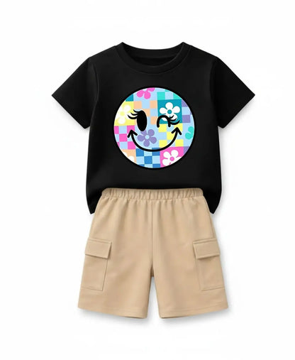 Pastel Smiley Bloom Kids Suit Set