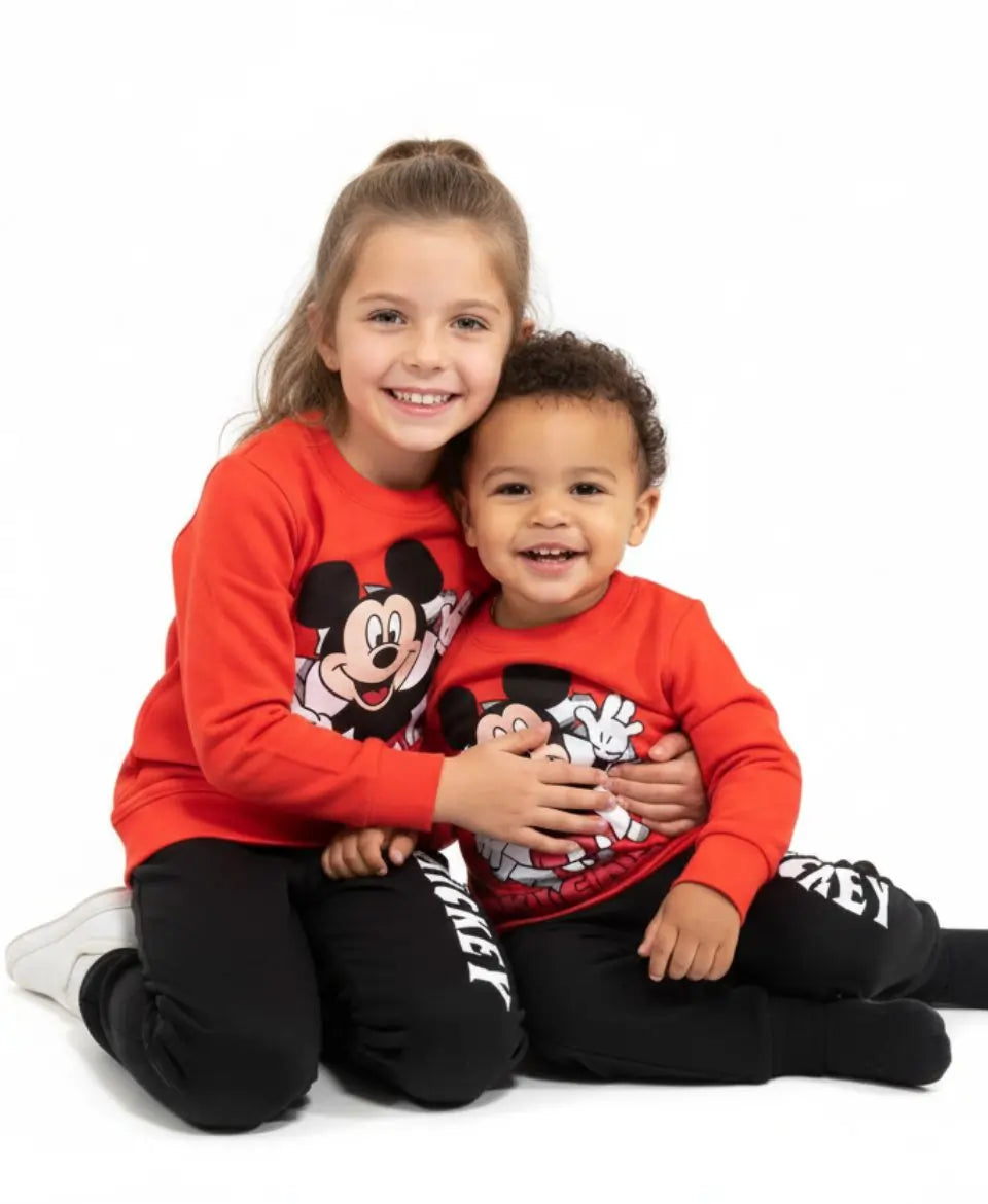 Unisex Mickey Print Sweatshirt & Trouser Set for Kids