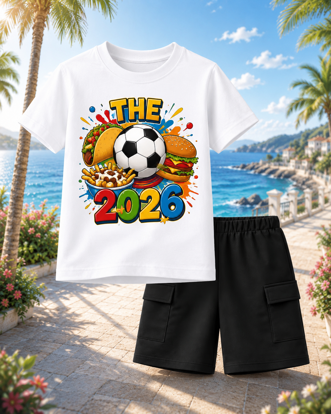 The 2026 Soccer Fun Tee & Black Cargo Shorts Set