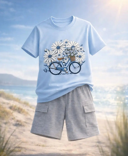 Lavender Daisy Bicycle Girls Suit Set