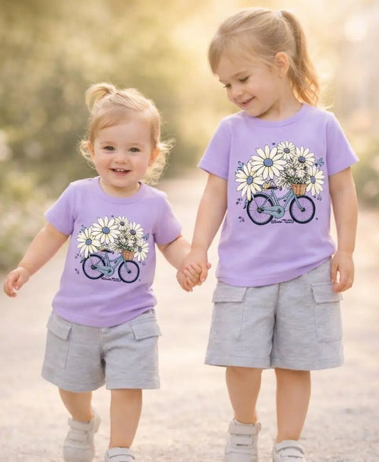 Lavender Daisy Bicycle Girls Suit Set