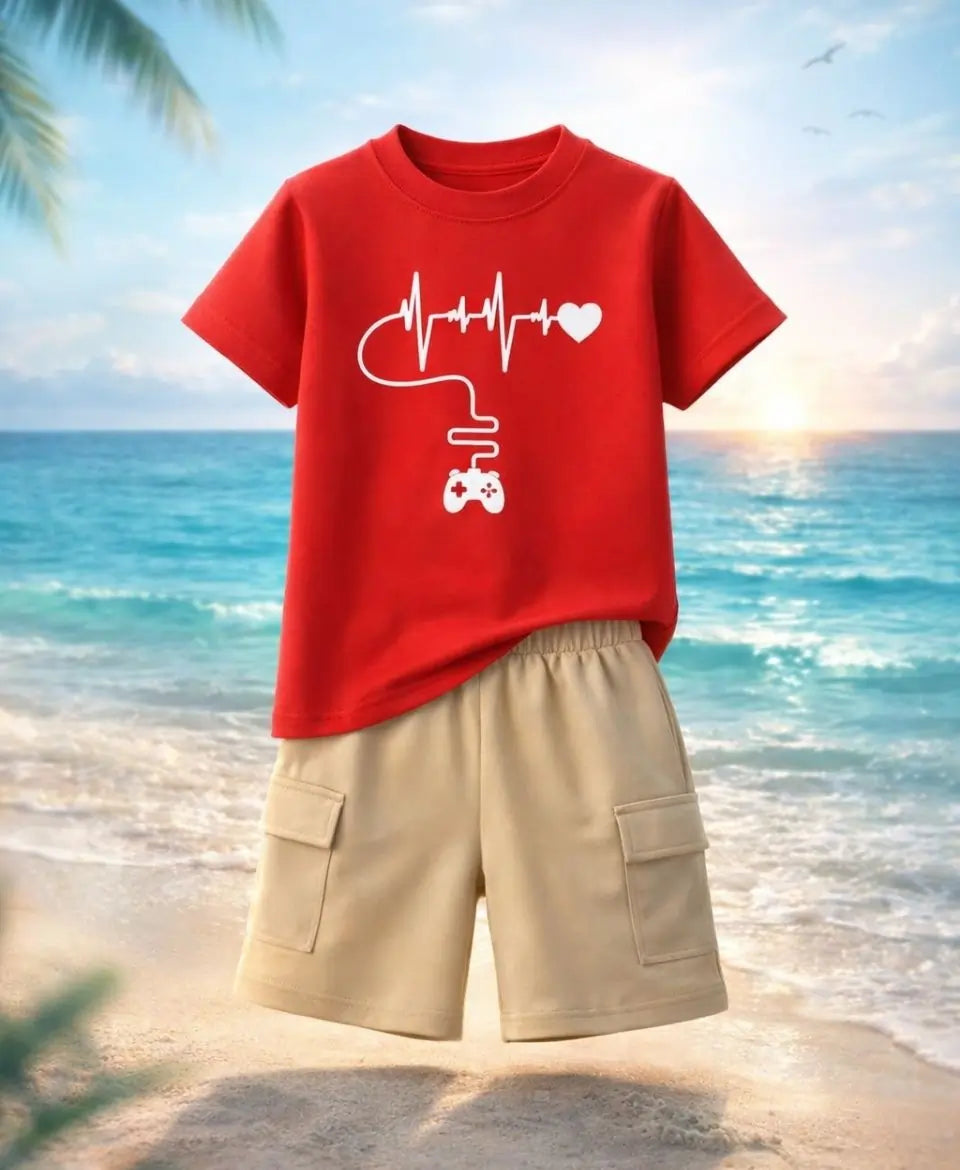 Heartbeat Gamer Summer Kids Suit Set 2